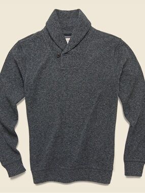 Faherty Men's Charcoal Shawl Collar V-Neck Sweater